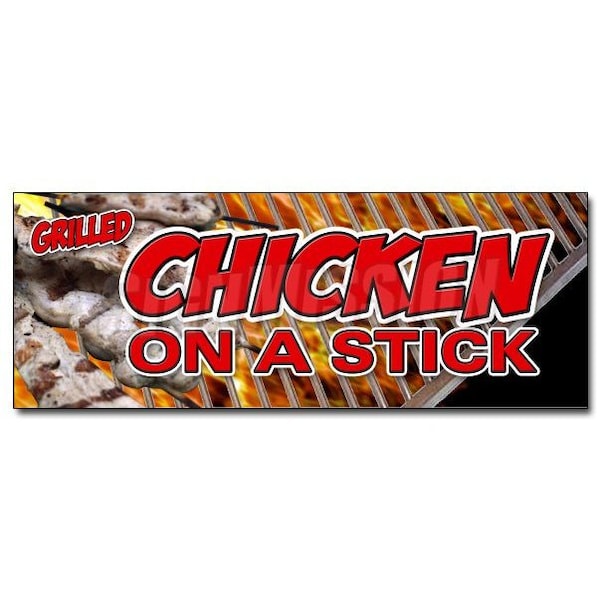 CHICKEN ON A STICK DECAL sticker grilled skewer supplies stand cart trailer, D-36 Chicken on a Stick